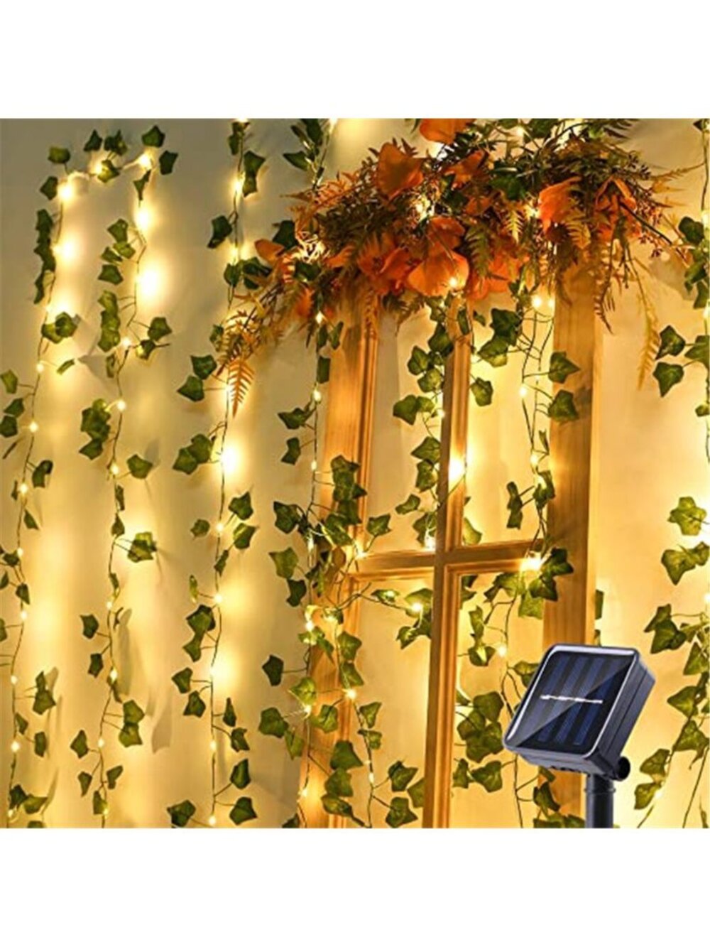 Solar Ivy Vine 33ft LED String Lights Outdoor Garden Fence Wedding Patio Decor